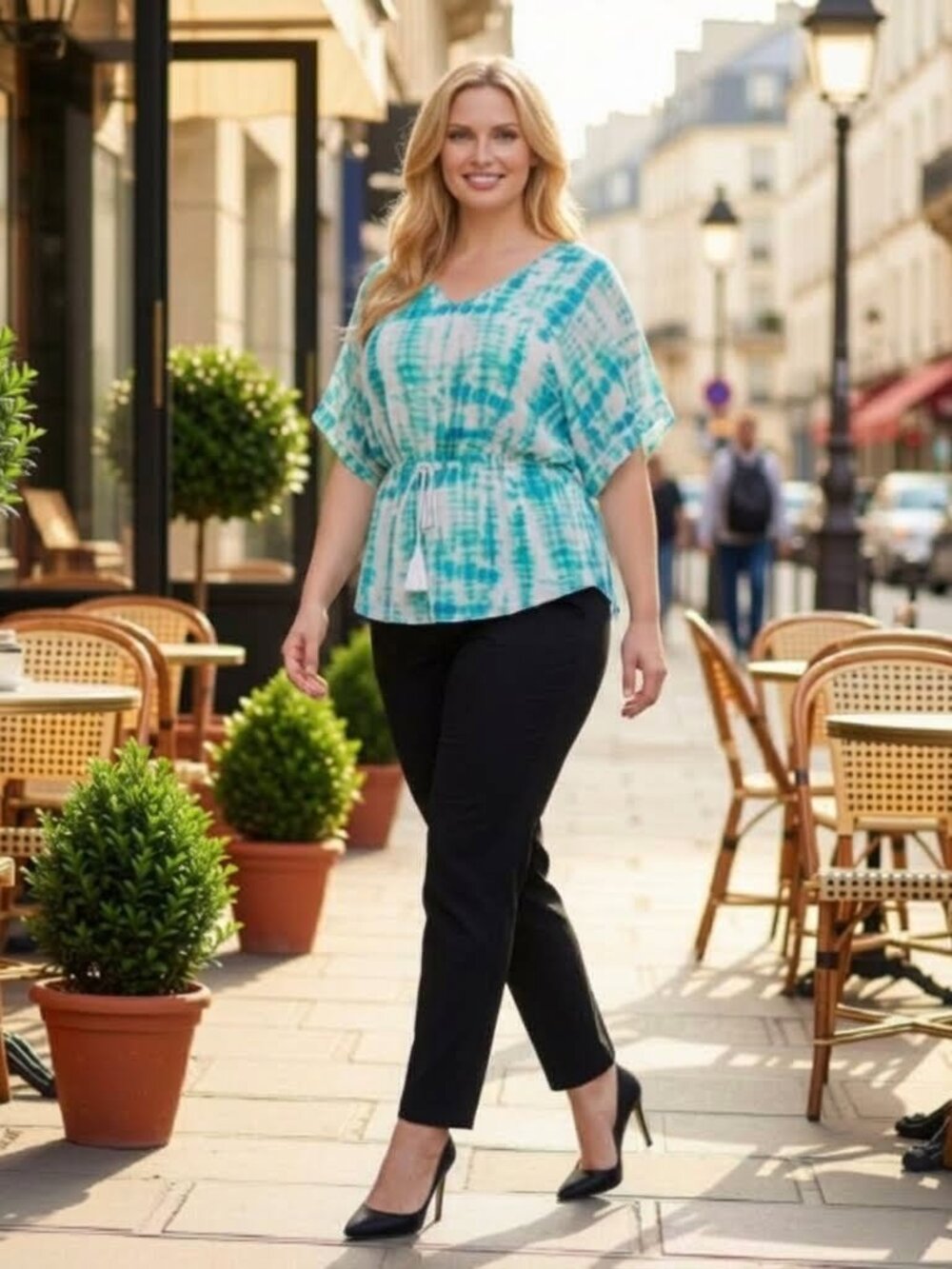 a.n.a Cinched-Waist Blouse Size L